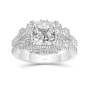 Cushion Cut Diamond White Sterling Silver Halo Engagement Ring