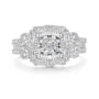 Cushion Cut Diamond White Sterling Silver Halo Engagement Ring