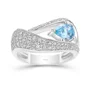 Pear Cut Aquamarine Blue Sterling Silver Art Deco Engagement Ring