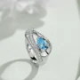 Pear Cut Aquamarine Blue Sterling Silver Art Deco Engagement Ring