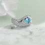 Pear Cut Aquamarine Blue Sterling Silver Art Deco Engagement Ring
