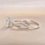 Cushion Cut Diamond White Sterling Silver Halo Ring Set