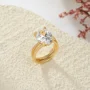 Oval Cut Diamond White Sterling Silver Yellow Gold Hidden Halo Engagement Ring