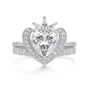 Heart Cut Diamond White 925 Sterling Silver Halo Bridal Ring Set