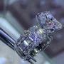 Radiant Cut Diamond White Engagement Ring in Sterling Silver