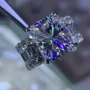 Radiant Cut Diamond White Engagement Ring in Sterling Silver