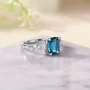 Radiant Cut Aquamarine Blue 925 Sterling Silver Engagement Ring
