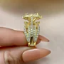 Radiant Cut Diamond White Sterling Silver Insert Halo Ring Set