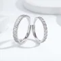 Round Diamond White Sterling Silver Couple Rings