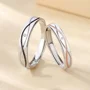 Round Diamond White Sterling Silver Couple Rings