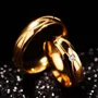 Round Diamond White Yellow Gold Titanium Couple Rings