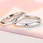 Round Diamond White Sterling Silver Couple Rings