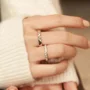 Round Diamond White Sterling Silver Couple Rings