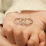 Round Diamond White Sterling Silver Couple Rings
