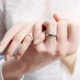 Round Diamond White Sterling Silver Couple Rings