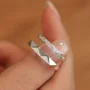 Round Diamond White Sterling Silver Couple Rings