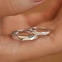 Round Diamond White Sterling Silver Couple Rings