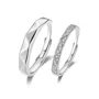 Round Diamond White Sterling Silver Couple Rings