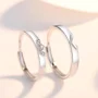 Round Diamond White Sterling Silver Couple Rings