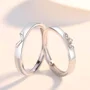 Round Diamond White Sterling Silver Couple Rings