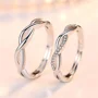 Round Diamond White Sterling Silver Infinity Couple Rings