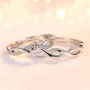 Round Diamond White Sterling Silver Infinity Couple Rings