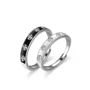 Black and White Iris Sterling Silver Couple Rings