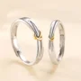 Yellow Gold Tie Sterling Silver Couple Rings