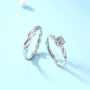 Round Cut Moissanite Diamond White 925 Sterling Silver Adjustable Size Couple Rings