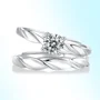 Round Cut Moissanite Diamond White 925 Sterling Silver Adjustable Size Couple Rings