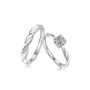 Round Cut Moissanite Diamond White 925 Sterling Silver Adjustable Size Couple Rings