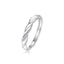 Round Cut Moissanite Diamond White 925 Sterling Silver Adjustable Size Couple Rings