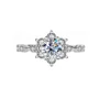Round Cut Moissanite Diamond White 925 Sterling Silver Halo Engagement Ring
