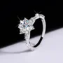 Round Cut Moissanite Diamond White 925 Sterling Silver Halo Engagement Ring
