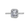 Radiant Cut Moissanite Diamond White 925 Sterling Silver Halo Engagement Ring